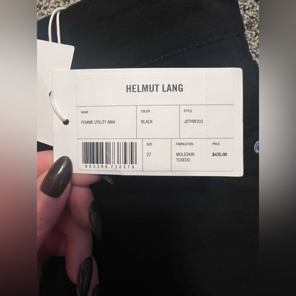 HELMUT LANG Black Femme Utility Moleskin Tuxedo Mini Skirt size 27 NWT - Picture 5 of 15